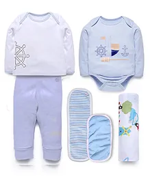 My Milestones Love Bundle Infant Clothing Gift Set Pack of 6 - White Blue