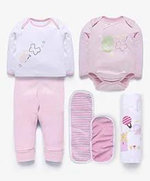 My Milestones Love Bundle Infant Clothing Gift Set Pack of 6 - White Pink