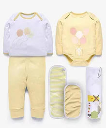 My Milestones Love Bundle Infant Clothing Gift Set Pack of 6 - White Yellow