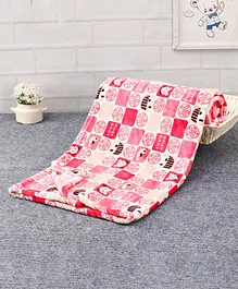 Babyhug Single Ply Mink Blanket Teddy & Hut Print (Color May Vary)