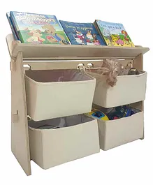 CuddlyCoo Toy Organiser with Book Shelf - Beige