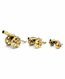 Shripad Steel Home Antique Brass Cannon Models Pack of 3 - Gold