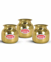 Shripad Steel Home Miniature Brass Plain Loti Set of 3 - Golden