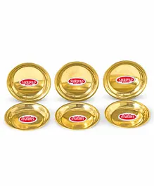 Shripad Steel Home Miniature Brass Plates Set of 6 - Golden