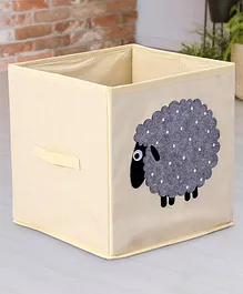 Zoe Storage Box Sheep Embroidery - Cream