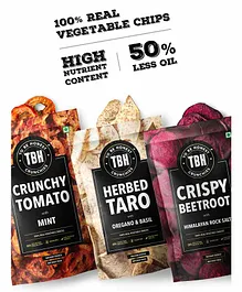 To Be Honest Beetroot Cruchy Tomato & Herbed Taro Chips - Pack of 3