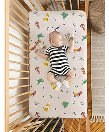 Rabitat Organic Cotton Flat Crib Sheet Animal Print - Off White