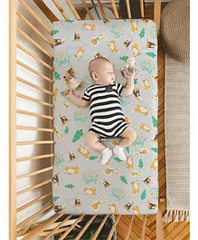 Rabitat Organic Cotton Flat Crib Sheet Animal Print Oh Baby- White