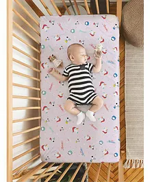 Rabitat Organic Cotton Flat Crib Sheet Unicorn & Zebra Print - Pink