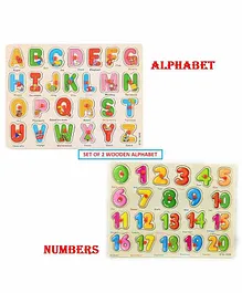 Crackles Wooden Capital Letters & Number Peg Puzzle Set of 2 - 47 Pieces