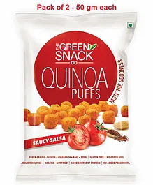 The Green Snack Co. Quinoa Puffs Saucy Salsa Pack of 2 - 50 gm Each