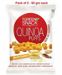 The Green Snack Co. Quinoa Puffs Peppy Cheese Pack of 2 - 50 gm Each
