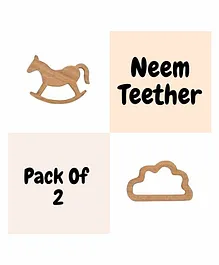 Wufiy Horse & Cloud Shape Wooden Teether Pack of 2 - Brown