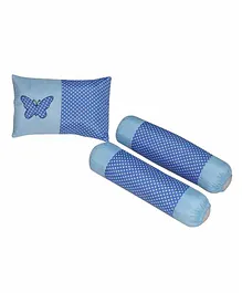 Oscar Home Pillows & Bolster Set Butterfly Patch Pack of 3 - Blue