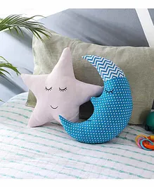 Oscar Home Moon & Star Shaped Cushions Pack of 2 - Blue Pink