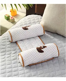 Oscar Home Cylinder Shape Anti Roll Pillow Duck Embroidery - White