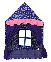 Play House Kids Canvas Play Tent with Quilt Small Elephant Print - Blue