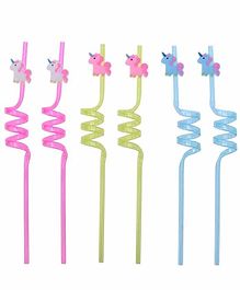 Funcart Twisted Unicorn Straws Multicolour - Set of 6