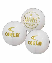 Ceela Sports League Cricket Ball Set of 3 - White