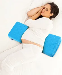 Babyhug Cotton Double Wedge Maternity Pillow  with Quilted Cover - Blue