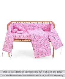 ZOE Cotton Blend 6 Piece Crib Bedding Set Bear Print - Pink