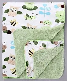 Babyhug Sherin & Poly Wool All Season Blanket Animal Print - White