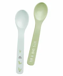 Stephen Joseph Silicone Baby Spoons Dino Design Pack of 2 - White Green