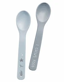 Stephen Joseph Silicone Baby Spoon Pack of 2 - Grey Blue