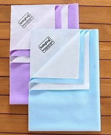 Babyhug Smart Dry Bed Protector Sheet Pack of 2 Medium - Sky Blue Purple