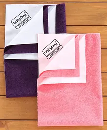 Babyhug Smart Dry Bed Protector Sheet Pack of 2 Medium - Pink Violet