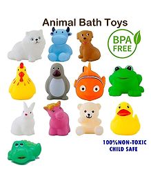 YAMAMA Baby Bath Toys Animal Shaped Squeeze Bath Toys Set of 12 - Multicolor