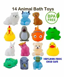 Yamama Animal Shaped Squeeze Bath Toys Set of 14 - Multicolour