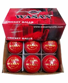 Wasan Leather Cricket Balls Pack of 6 - Red
