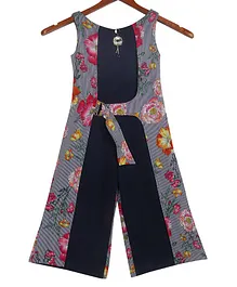 Tiny Girl Floral Printed Sleeveless Jumpsuit - Navy Blue
