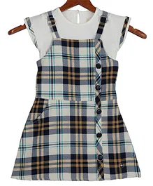 Tiny Girl Cap Sleeves T-Shirt With Checked Dress - Multicolor