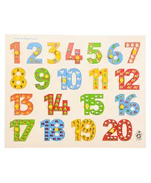 Skillofun Wooden Picture On Number Tray with Knobs 1 to 20
