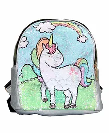 EZ Life Bag Sequin Unicorn Rainbow Design Silver - 6 Inches