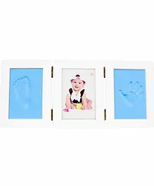 EZ Life Photo Wooden Wall Frame with Hand & Foot Permanent Impressions - Blue