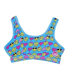 D'chica Funky Non Wired Non Padded Smiley Printed Bra - Blue