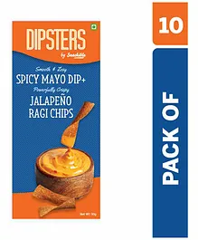 Snackible Dipsters Jalepeno Ragi Chips with Mayo Dip Pack of 10 - 50 gm Each