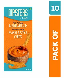 Snackible Dipsters Masala Soya Chips and Makhani Dip Pack of 10 - 50 gm Each