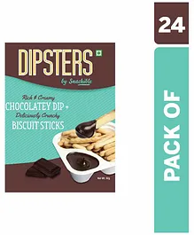 Snackible Dipsters Biscuit Sticks with Chocolatey Dip Pack of 24 - 30 gm Each  