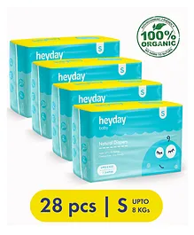 Heyday Natural & Organic Small Baby Diapers Pack of 4 - 28 Pieces