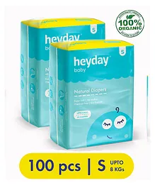 Heyday Natural & Organic Small Baby Diapers Pack of 2 - 100 Pieces