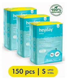 Heyday Natural & Organic Small Baby Diapers Pack of 3 - 150 Pieces