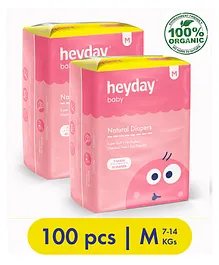 Heyday Natural & Organic Medium Baby Diapers Pack of 2 - 100 Pieces