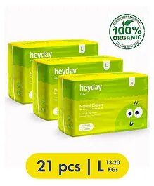 Heyday Natural & Organic Large Baby Diapers Pack of 3 - 21 Pieces