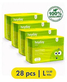 Heyday Natural & Organic Large Baby Diapers Pack of 4 - 28 Pieces