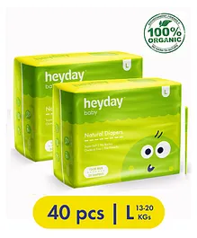 Heyday Natural & Organic Large Baby Diapers Pack of 2 - 40 Pieces