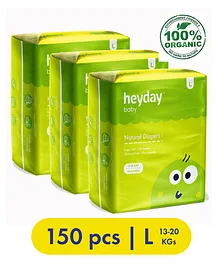 Heyday Natural & Organic Large Baby Diapers Pack of 3 - 150 Pieces